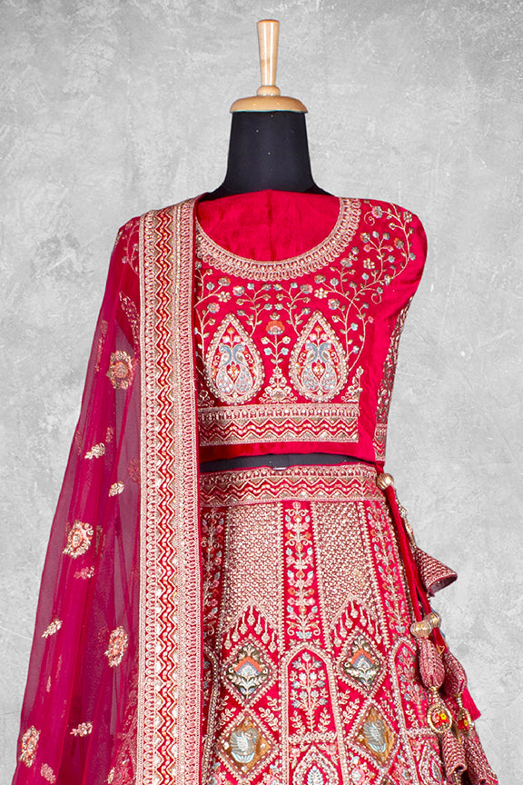 Pink Velvet Pure Mirror Work Semi Stitched Lehenga Choli with Dupatta